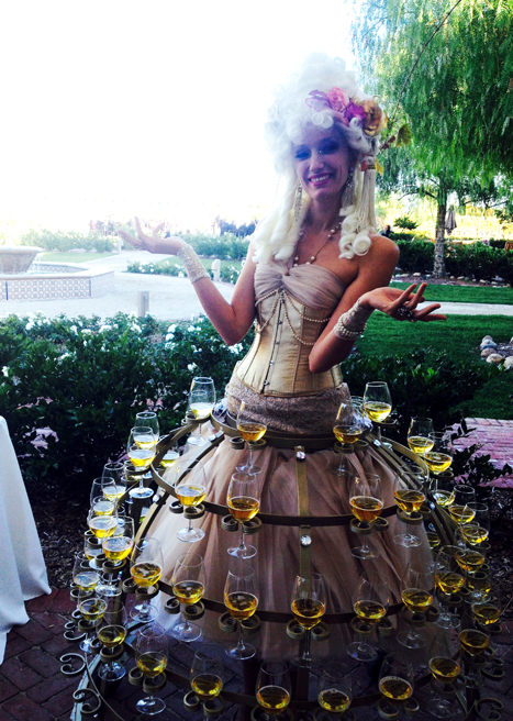 Antoinette champagne skirt at Wine Country wedding- www.catalystarts.com