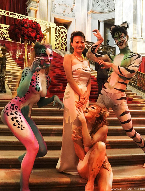 Body Painted Cat character models by Catalyst Arts Entertainment in San Francisco - Corporate Event