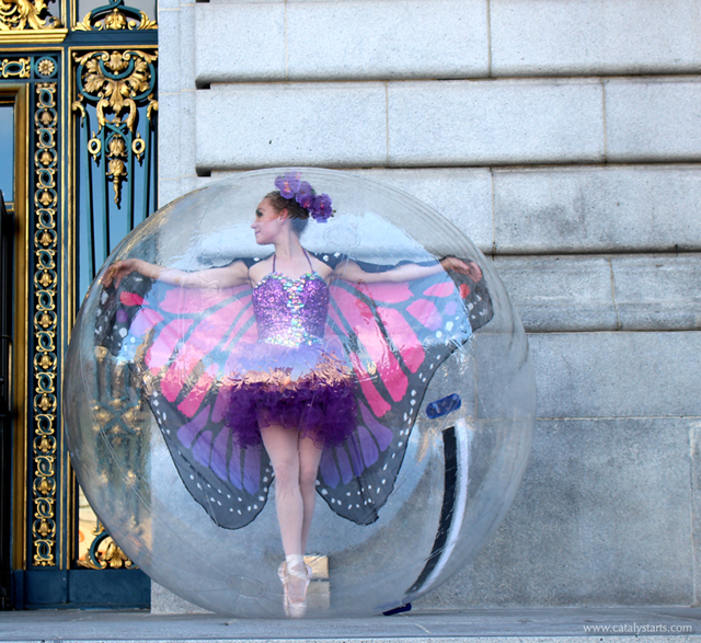 Butterfly Ballerina in a Bubble- costume/booking- Catalyst Arts www.catalystarts.com