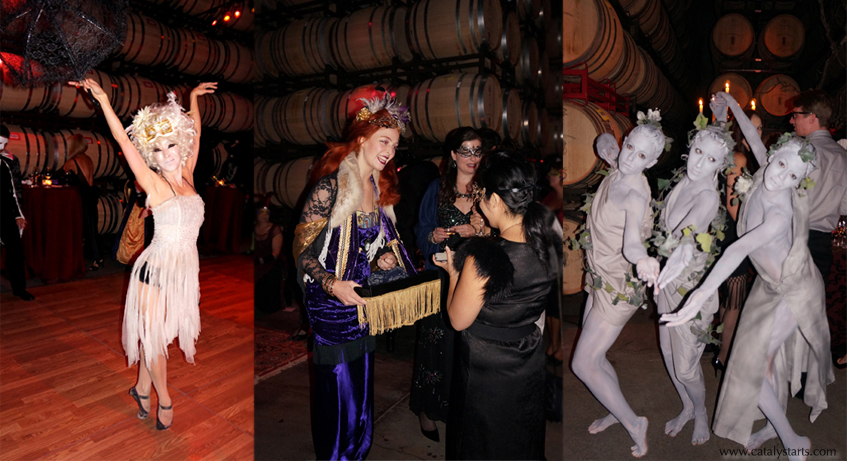 Masquerade Ball at Coppola Winery with interactive entertainment by www.catalystarts.com
