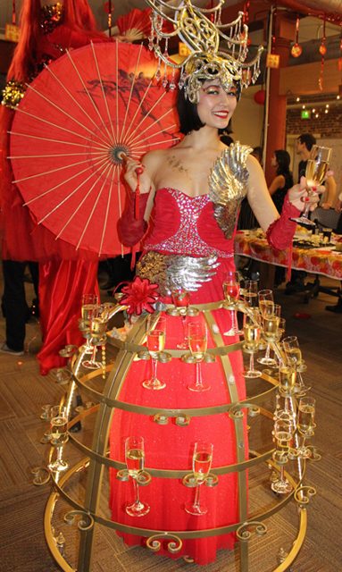 RedGoldChampagneSkirtw Red & gold Asian Showgirl Champagne Skirt for chinese new year party- www.catlaystarts.com