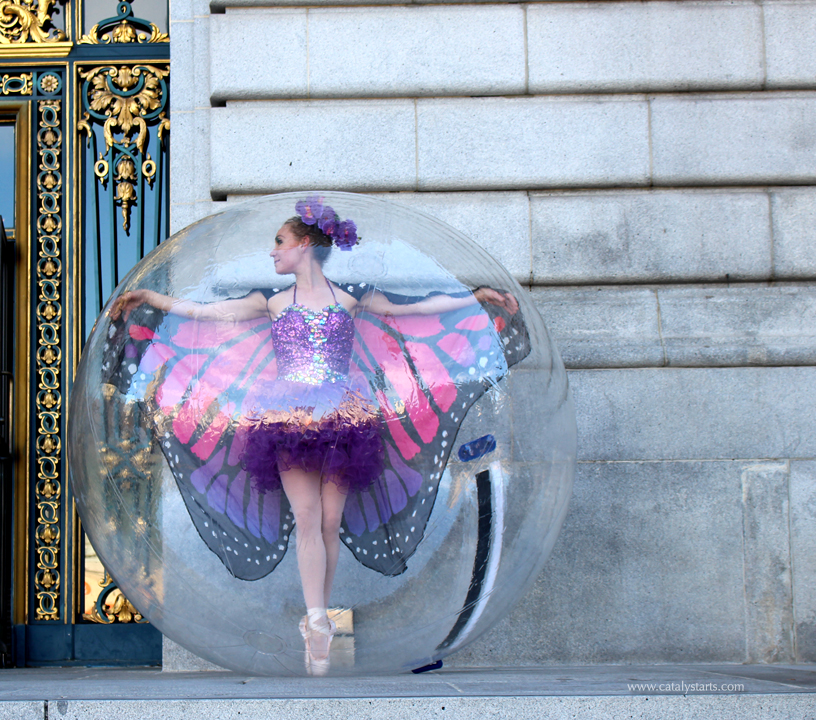Butterfly Ballerina in a Bubble by Catalyst Arts Entertainment in San Francisco 