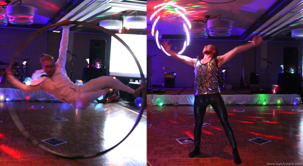 Glow hoop dancer & Cyr Wheel circus artist- by Catalyst Arts Eventertainment SF CA