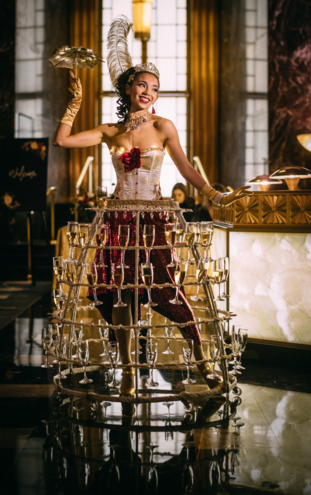 Gold & Maroon Champagne Skirt at city club sf