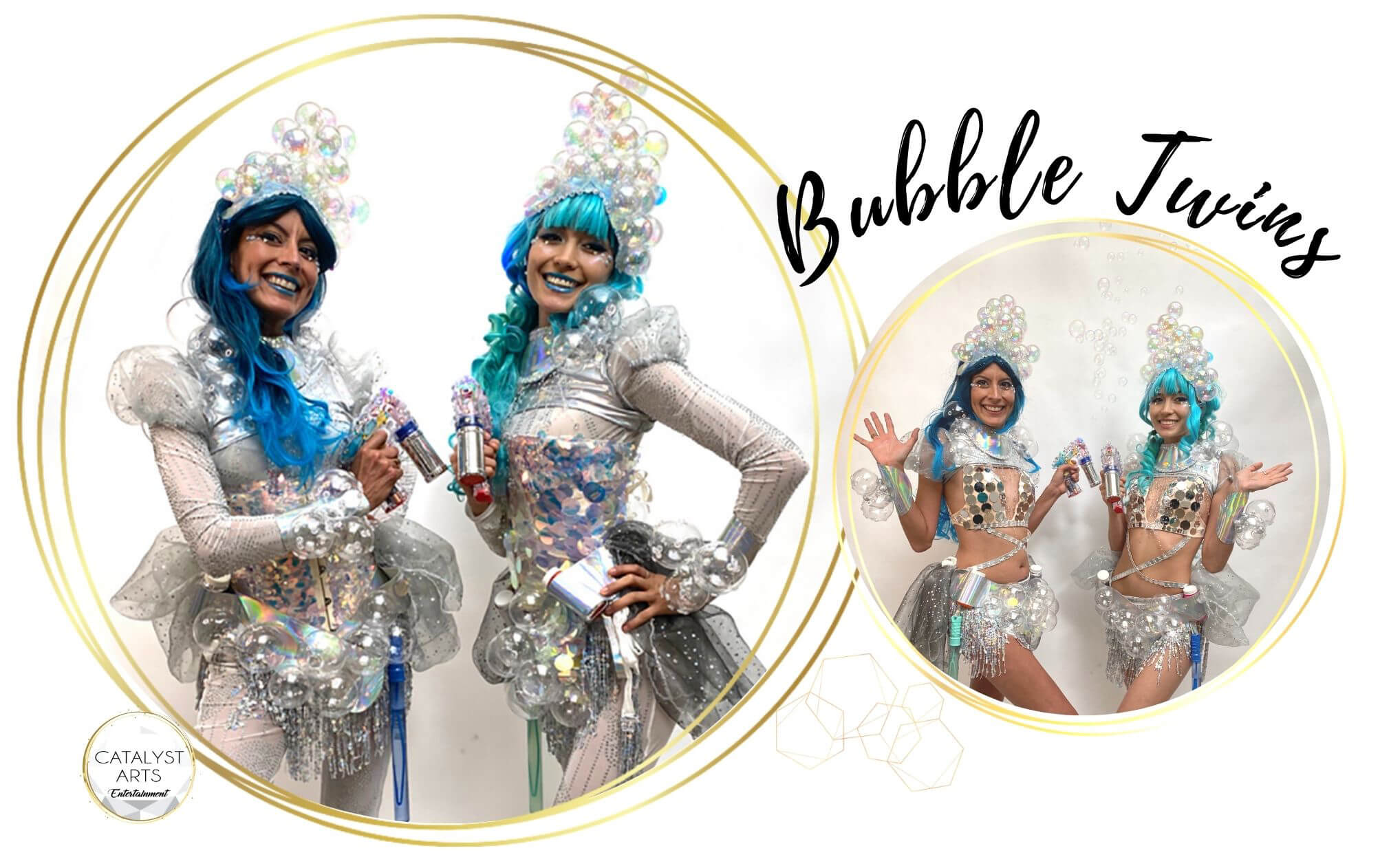 Bubble Twins- bubble costumed performers by Catalyst Arts California