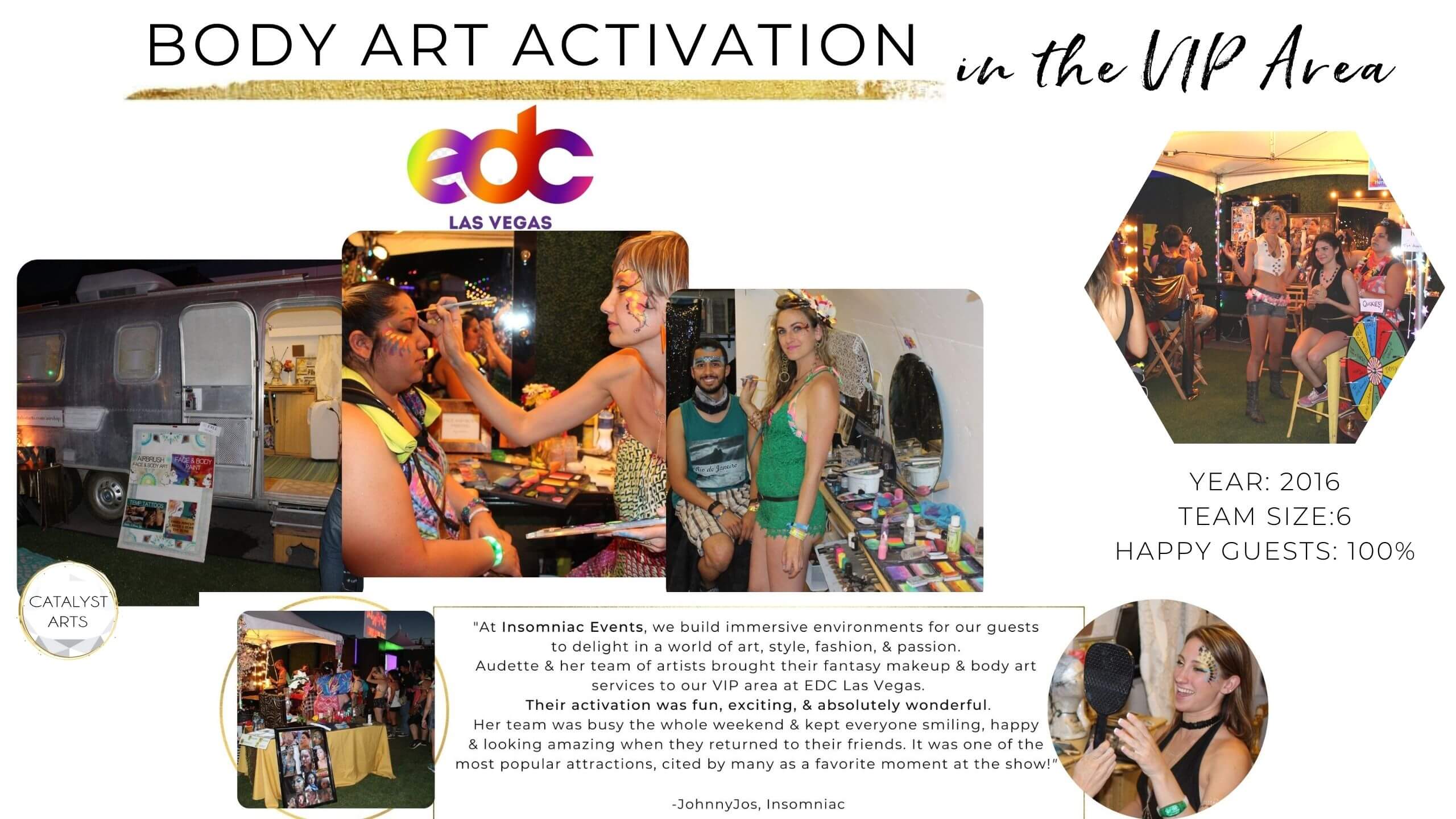 Catalyst Arts Body Art Activation in VIP at EDC Vegas by Insomniac