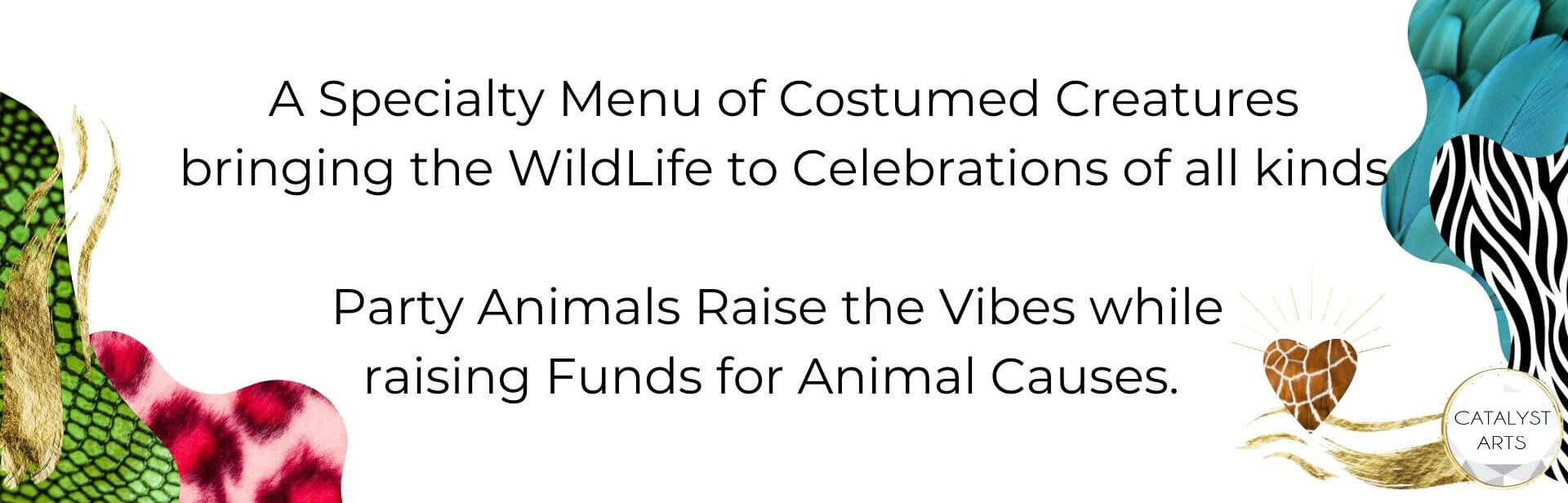 Party Animals costumed characters + impact initiative for event industry to contribute to animal causes