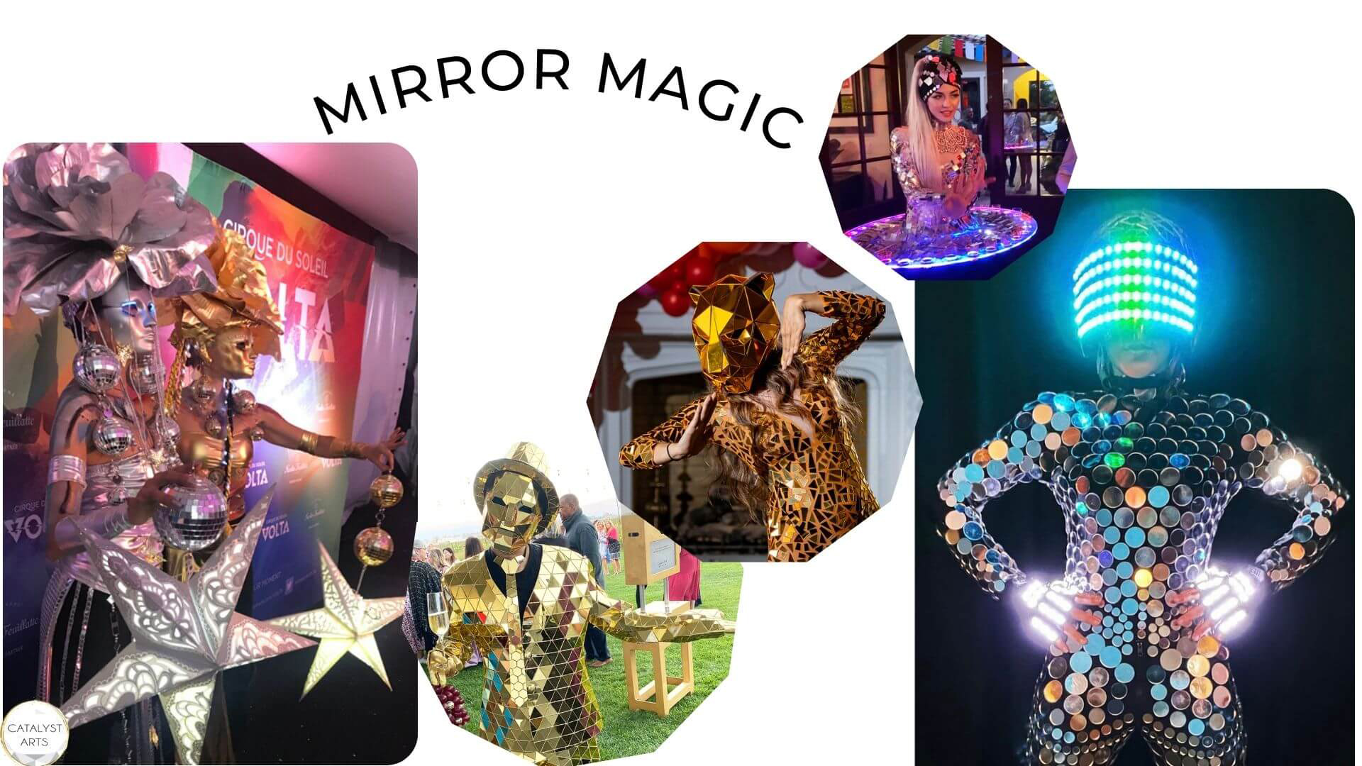 Catalyst Arts Mirror Magic Signature Entertainers- Mirror Dancers, LED mirror shot skirt in Bay Area