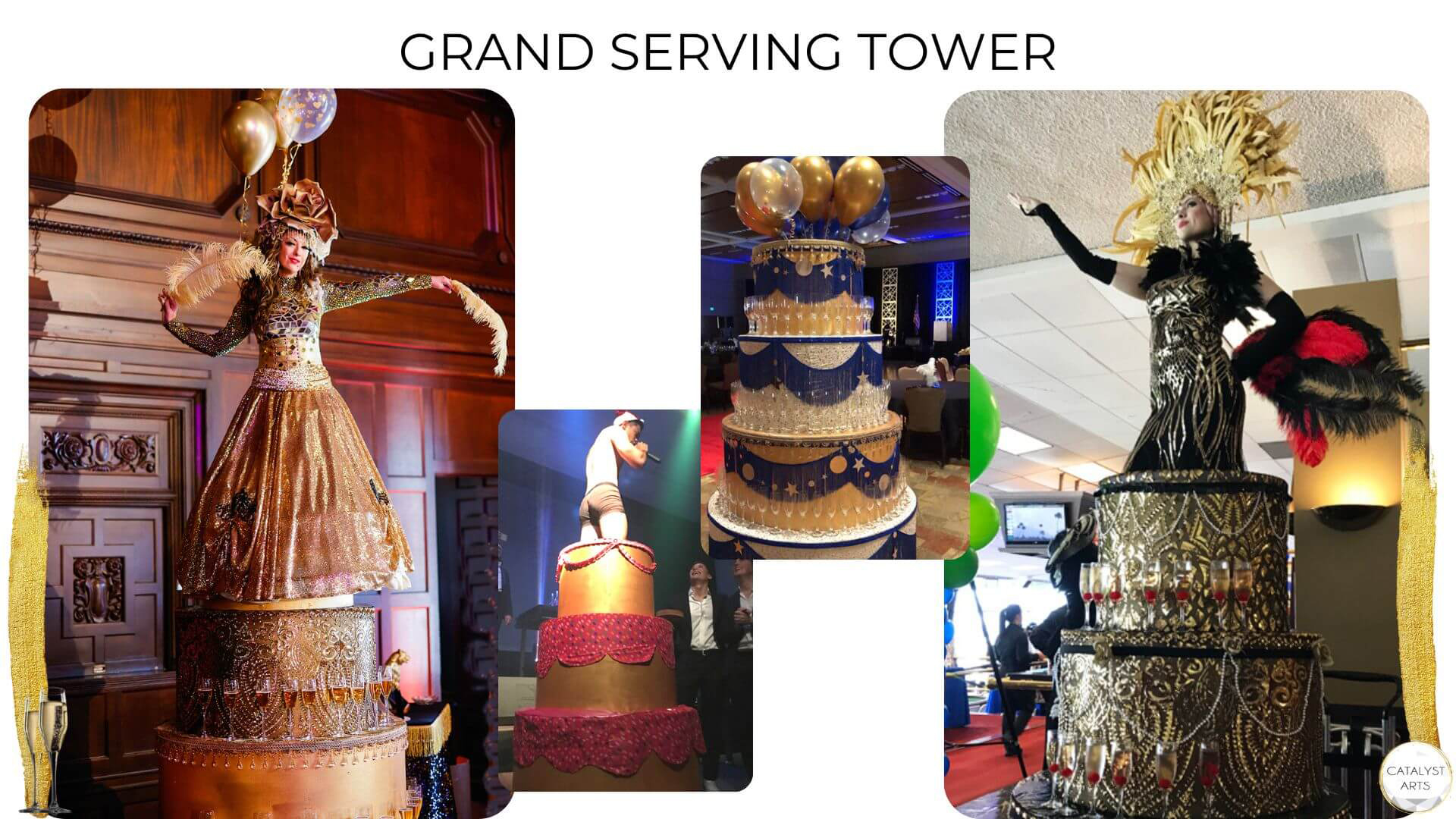 Grand Serving Tower, Giant Cake, Champgne Tower by Catalyst Arts 