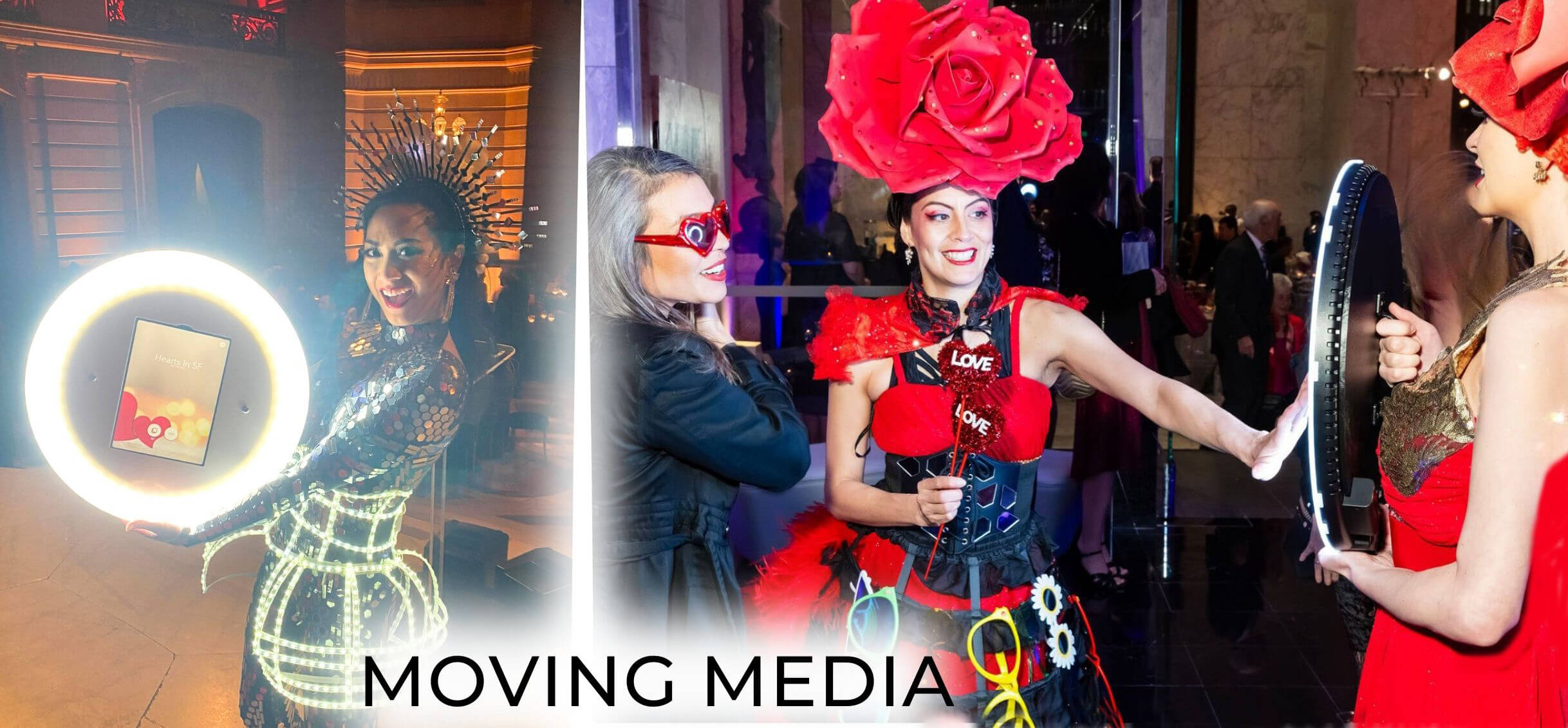 Moving Media & Roving Ring Light Photo Booth Attendants for Events by Catalyst Arts Experiential Entertainment 