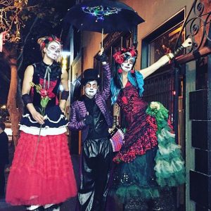Three Day of the Dead Stiltwalkers