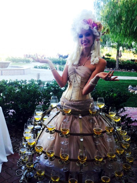 AntoinetteChampagneSkirt_wedding Antoinette champagne skirt at Wine Country wedding- www.catalystarts.com