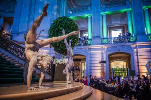 catalyst arts body painted living statue contortionists at SF Opera Ball Gala