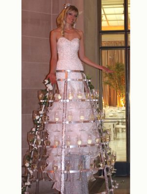 DeluxeDrinksDress Catalyst Arts Stilt Champagne Skirt- deluxe drink serving dress - www.catalystarts.com