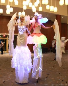 Futuristic out of this world light up Stilt Walkers by Catalyst Arts California entertainment company
