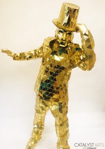 Gold Mirror Suit Character- gold mirror gentlemen by Catalyst Arts California