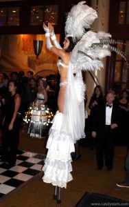 Stilt Showgirl with White feathers