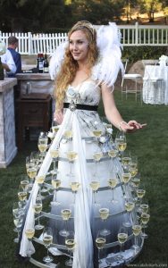 Elegant champagne skirt hostess at wine country wedding- by www.catalystarts.com