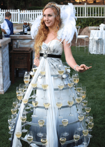 Wedding inspired champagne skirt hostess