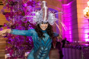 futuristic themed party at sf city hall with catalyst arts entertainers & body paint models