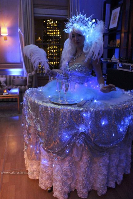 LED ice queen showgirl living table by www.catalystarts.com