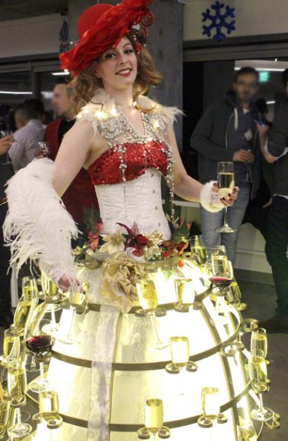 HolidayCheer_DrinksSkirt Holiday Cheer Wine & Champagne Skirt by Catalyst Arts San Francisco