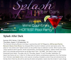 Splash After Dark’ Pool Party at The Fairmont Sonoma Mission Inn