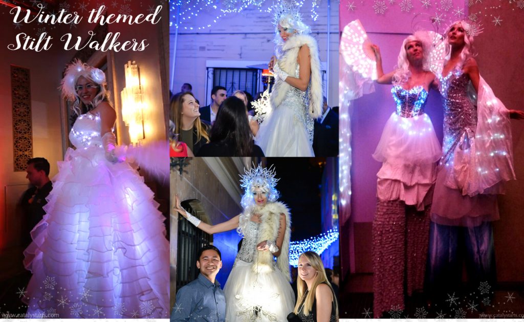 Catalyst Arts Winter Wonderland Theme Stilt Walkers