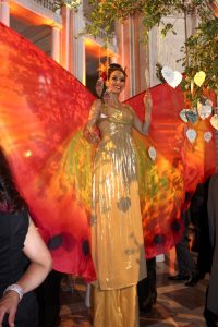 Butterfly themed Dancer & Stilt Walker entertainers by Catalyst Arts at Gala at SF City Hall