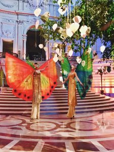 Butterfly themed Dancer & Stilt Walker entertainers by Catalyst Arts at Gala at SF City Hall