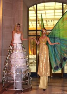 Butterfly themed Gala entertainers, Stilt walkers and ballerina by Catalyst Arts SF- www.catalystarts.com