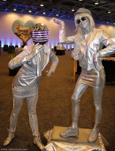 Silver Space Living Statue dancers at Convention- Catalyst Arts