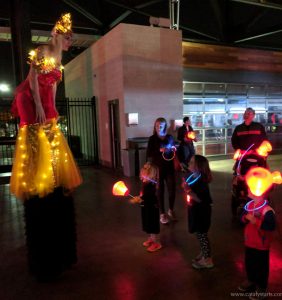 Catalyst Arts LED Stilt Walkers at Light the Night at Avaya stadium.