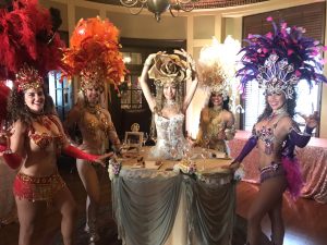 Living Table Hostess with Four Samba Showgirls