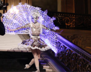 LED Peacock Mirror Ballerina dancer by Catalyst Arts Entertainment San Francisco