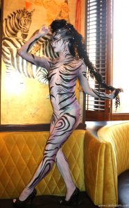 Body Painted Zebra-- party animals by Catalyst Arts Entertainment in CA