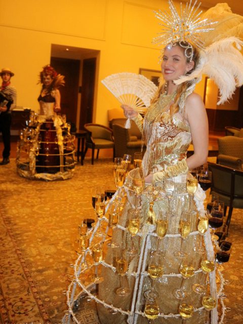 CreamGoldShowgirl_Skirt Gold Showgirl Champagne Skirt & wine dress by Catalyst Arts