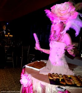 Pink Rose Masquerade Living Dessert Table