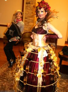 Venetian Wine Skirt Hostess & Gondolier Accordion Player