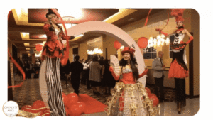 Circus performers Stilt Walkers & Cirque Champagne Skirt by Catalyst Arts Entertainment