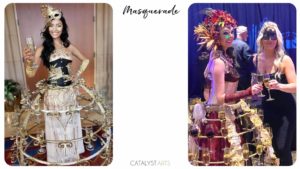 Catalyst Arts Champagne Skirts Entertainers in a Masquerade Ball