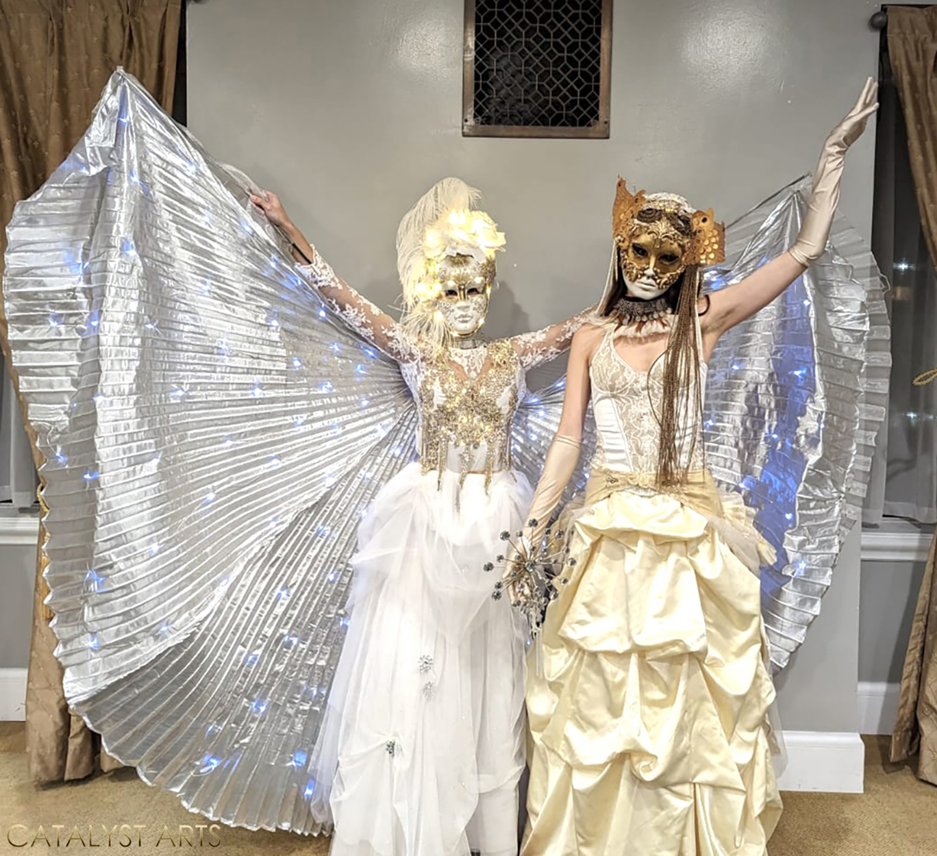 Venetian masked performers dancers at Bay Area Holiday Party, Catalyst Arts Elevated Entertainment 