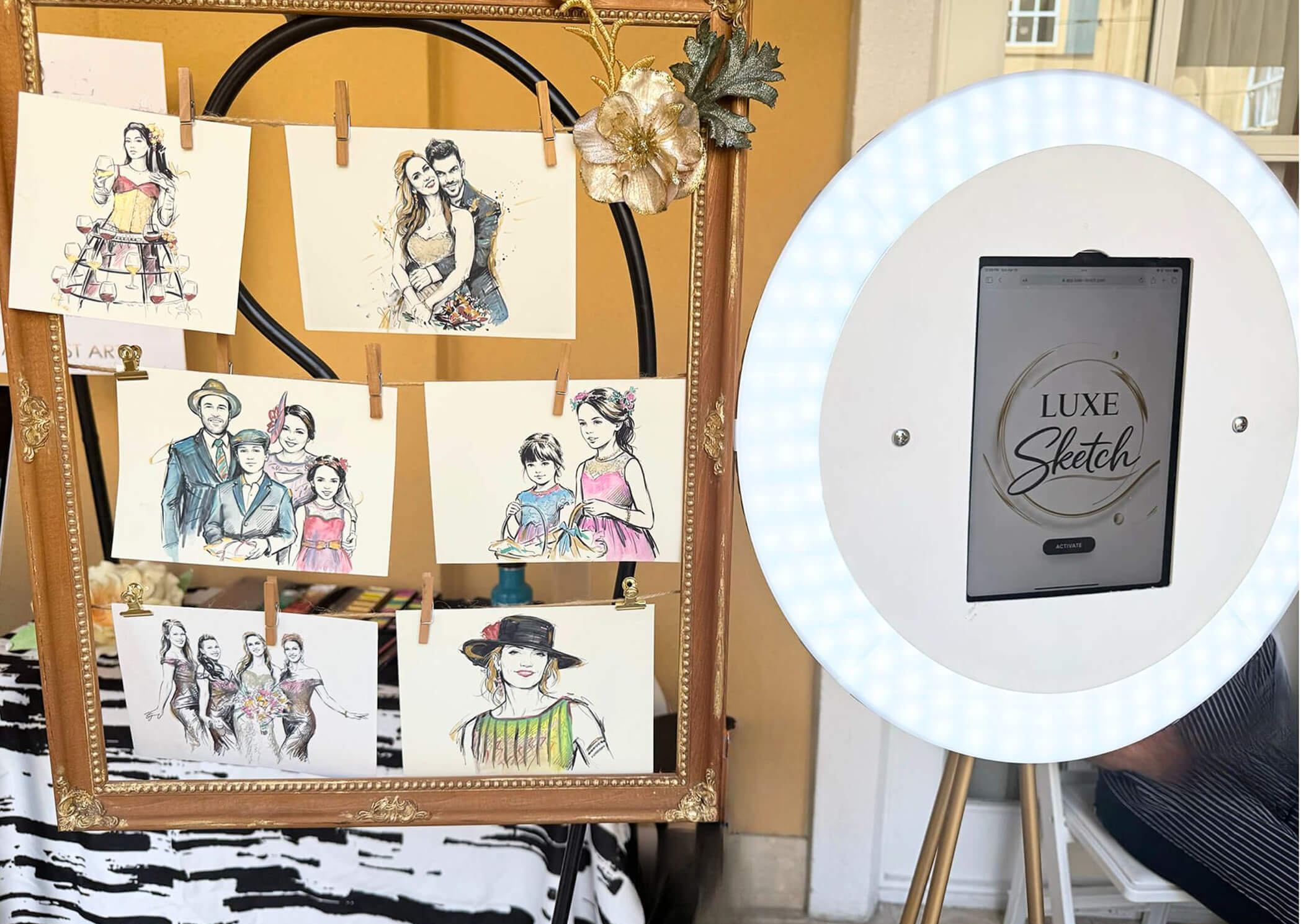 Luxe Sketch Wedding display example - catalyst arts signature experience great for weddings 