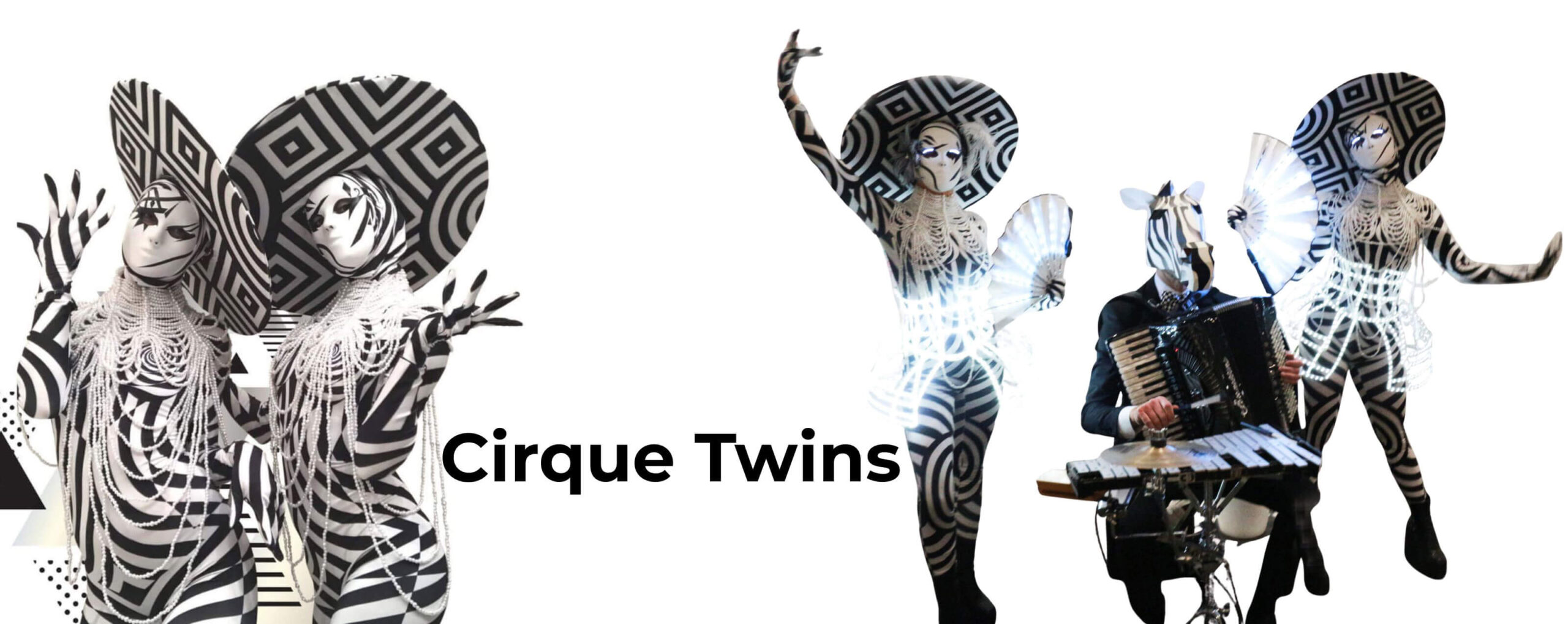Cirque Twins, masked characters by Catalyst Arts Entertainment 