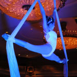 silks aerialists splits and chandelier- booking & photo by www.catalystarts.com