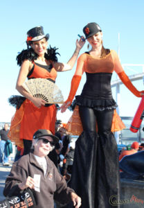 Orange and Black Stiltwalkers