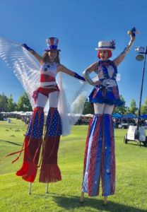 Uncle Sam 4th of July Themed Stilt Walkers by Catalyst Arts Entertainment, San Francisco Bay Area