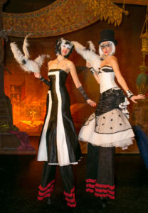 masquerade stiltwalker duo