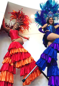 Stilt Walkers & Stilt Costumed Characters walkabout entertainment by www.catalystarts.com + samba showgirl