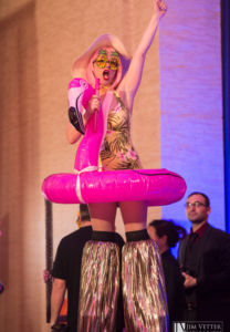 silly Tropical pool party Stilt Walker by Catalyst Arts Entertainment SF